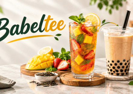 Babeltee drink alongside classic bubble tea with tapioca pearls