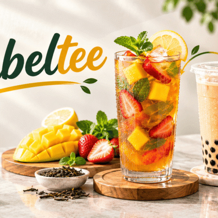 Babeltee drink alongside classic bubble tea with tapioca pearls